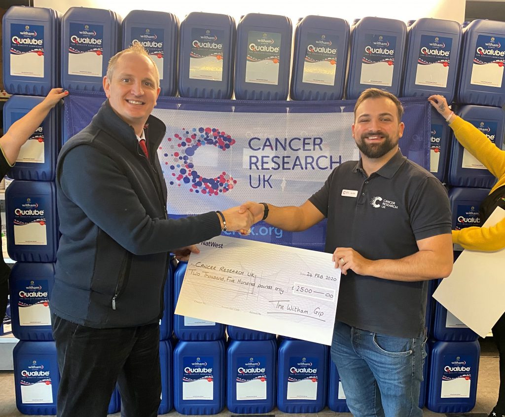 MD Nigel Bottom with Ben Petts from Cancer Research 